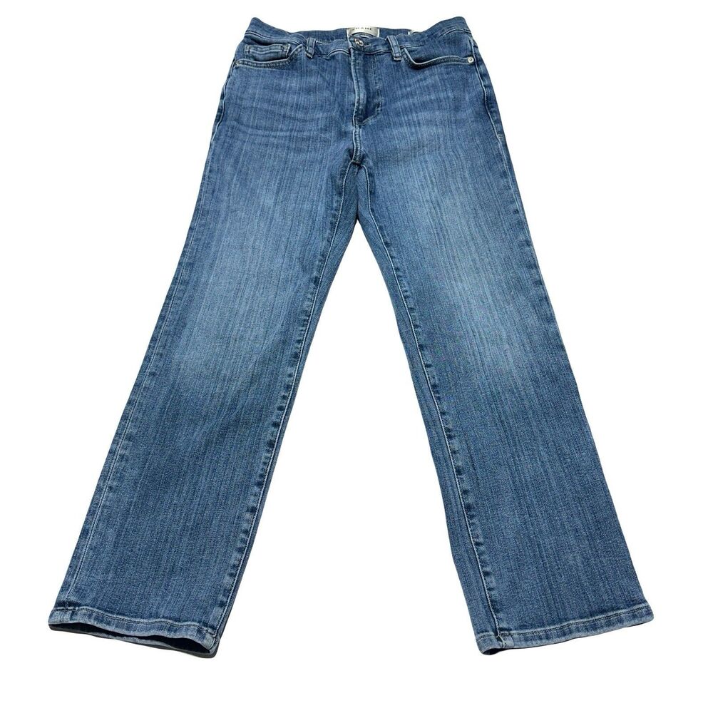 Frame Women's Le High Straight Medium Wash Stretch Denim Jeans 28 Measured 26x26